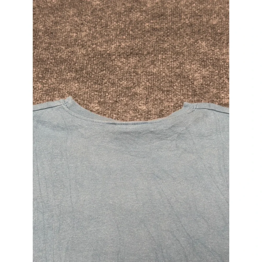 Vintage Nike Baby Tee Light Blue Ribbed Embroidered Script Logo Shirt Womens‎ M